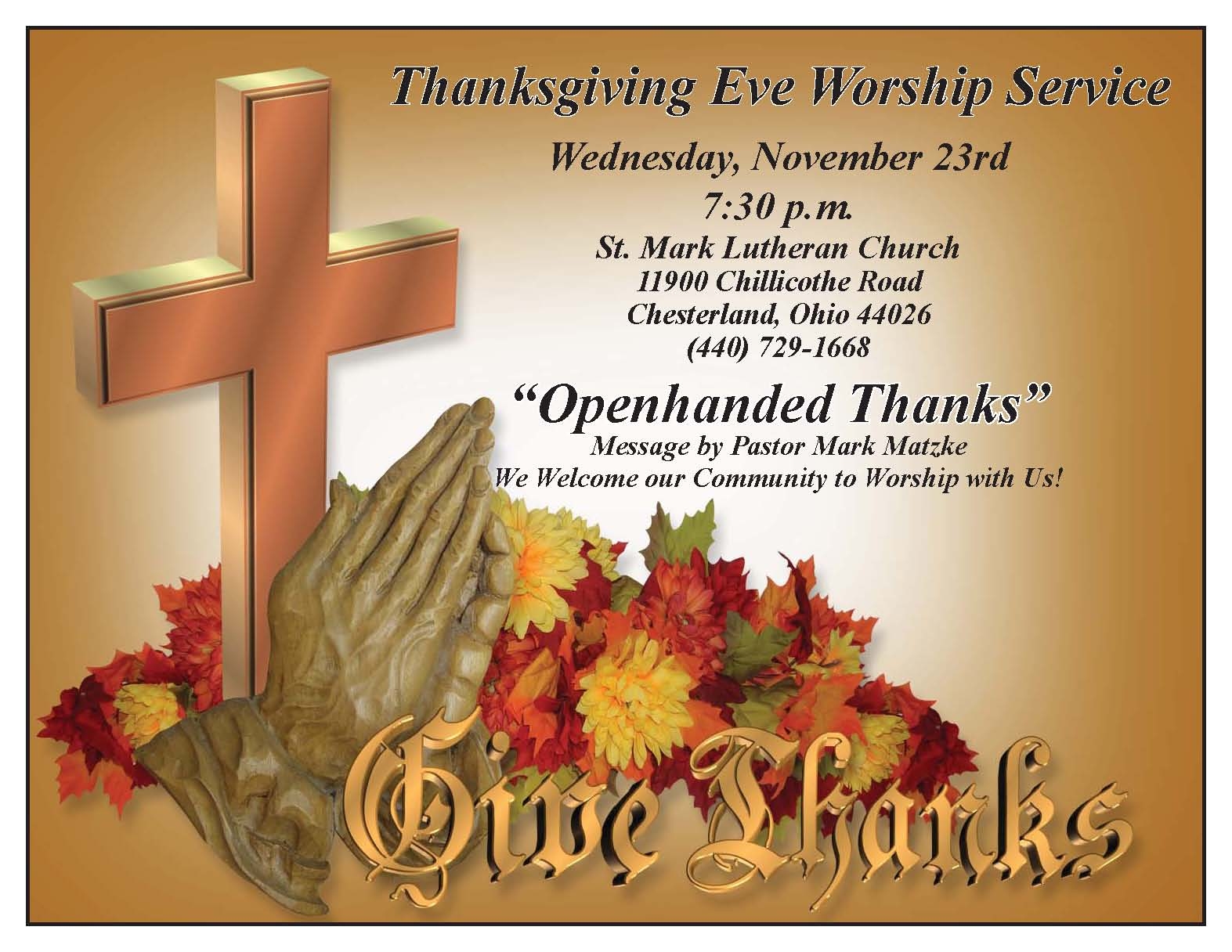 Thanksgiving Eve Service – St. Mark Lutheran Church